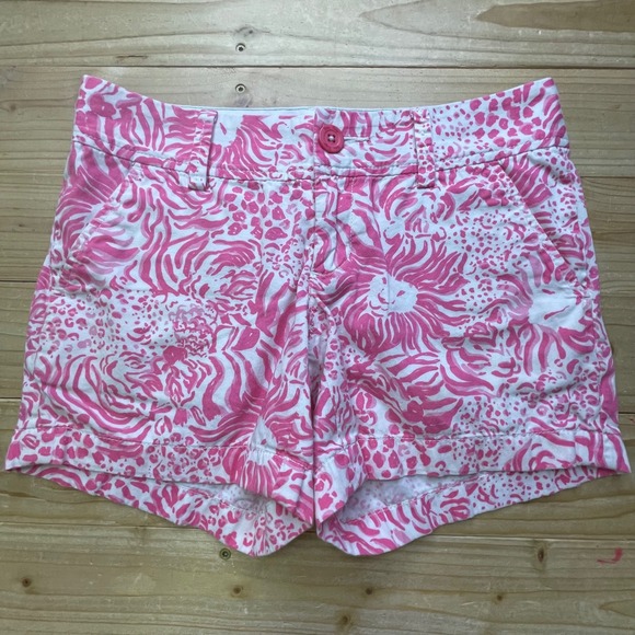 Lilly Pulitzer Pants - Lilly Pulitzer Callahan Shorts Pink Floral Print‎ Cotton Blend Size 00